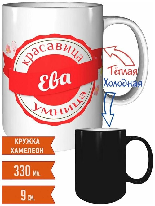 Кружка Ева умница красавица - хамелеон, с изменением цвета.