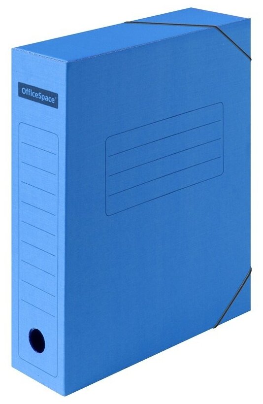 Папка архивная OfficeSpace на резинках, микрогофрокартон, 75 мм, синий, до 700 листов (225424)