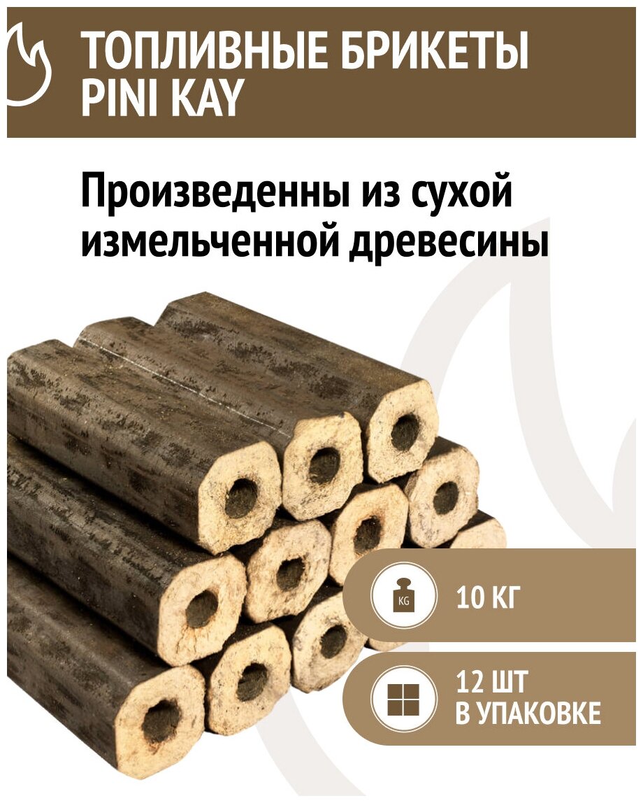 Топливные брикеты Pini Kay Евродрова 12 шт/уп для мангала гриля барбекю камина