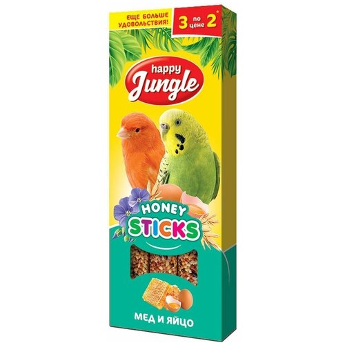 Happy Jungle Палочки мед с яйцом лакомство для птиц 50 гр (8 шт)