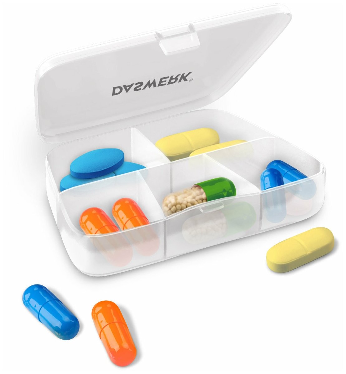 Контейнер-органайзер для лекарств DASWERK таблетница 5 отделений карманный