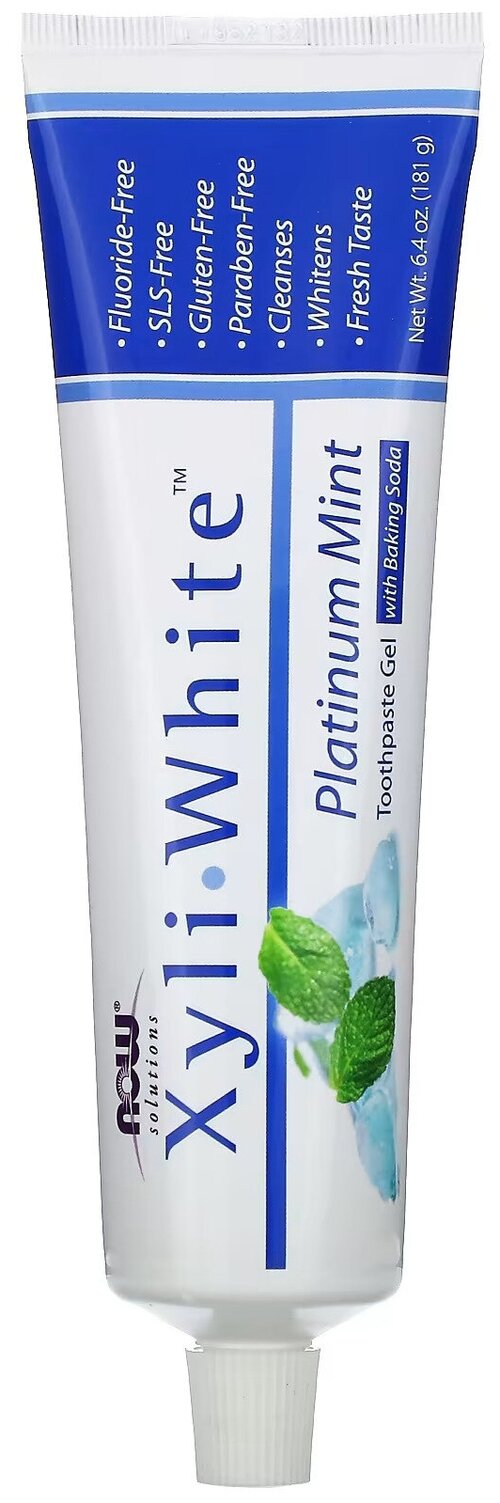 Зубная гель паста Now Foods Solutions XyliWhite с пищевой содой без фторида освежающая мята 181 гр.