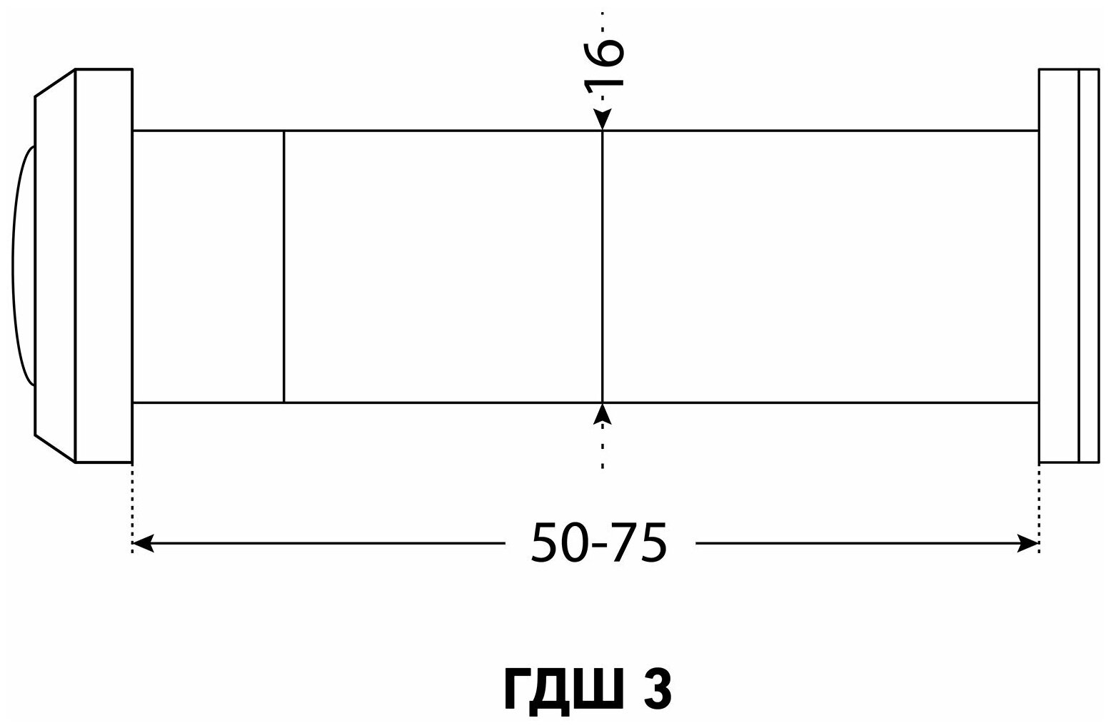 Аллюр ГДШ-3 БШт 50-75мм d16мм черный Глазок дверной (300,12)