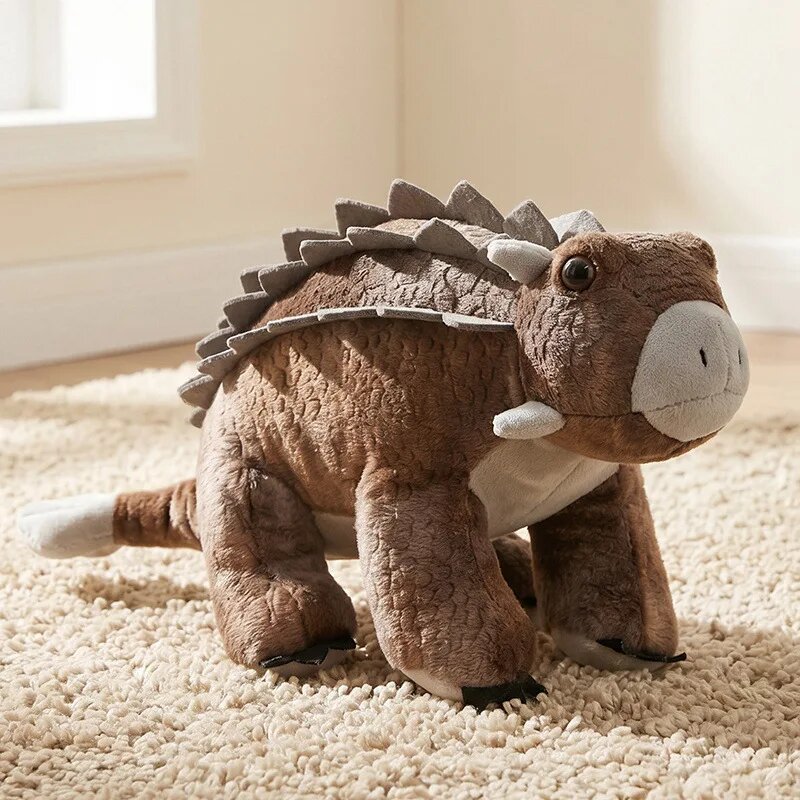 Плюшевые динозавры Т-Рекс, Велоцираптор, Анкилозавр Коричневый, Ankylosaurus