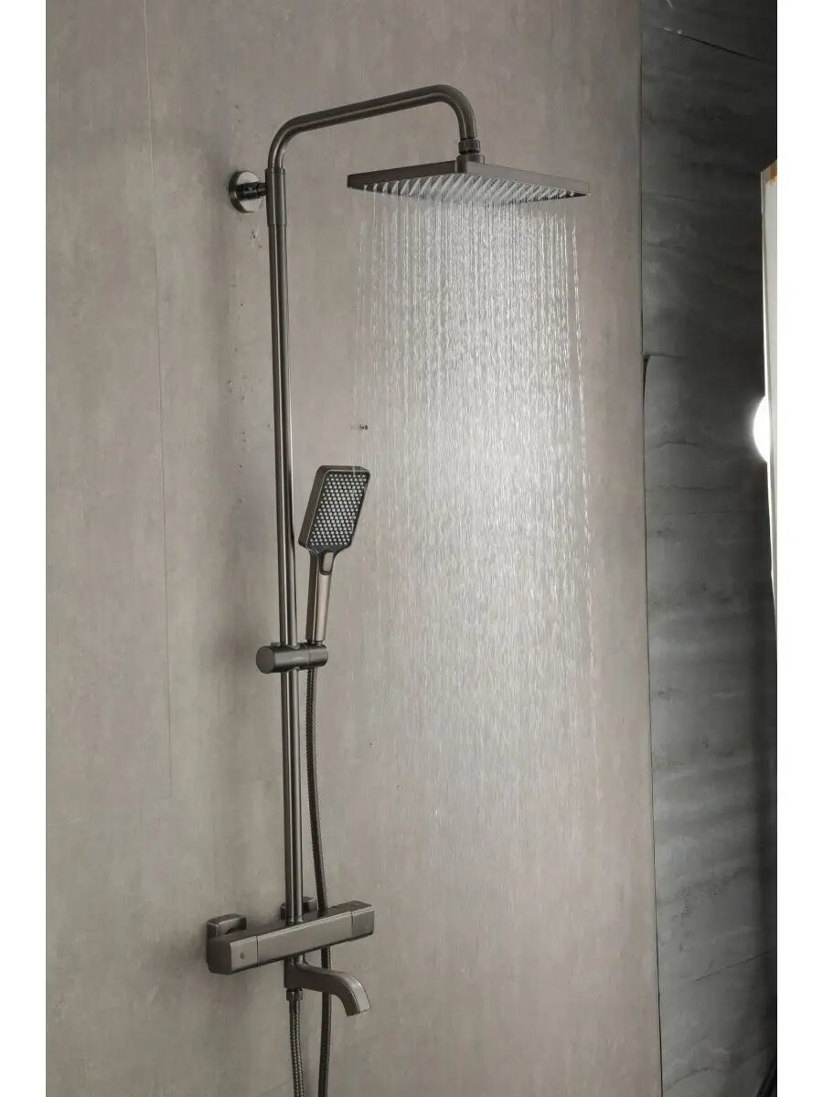 Душевая система c термостатом Gappo G2491-9 , латунь цвет оружейная сталь