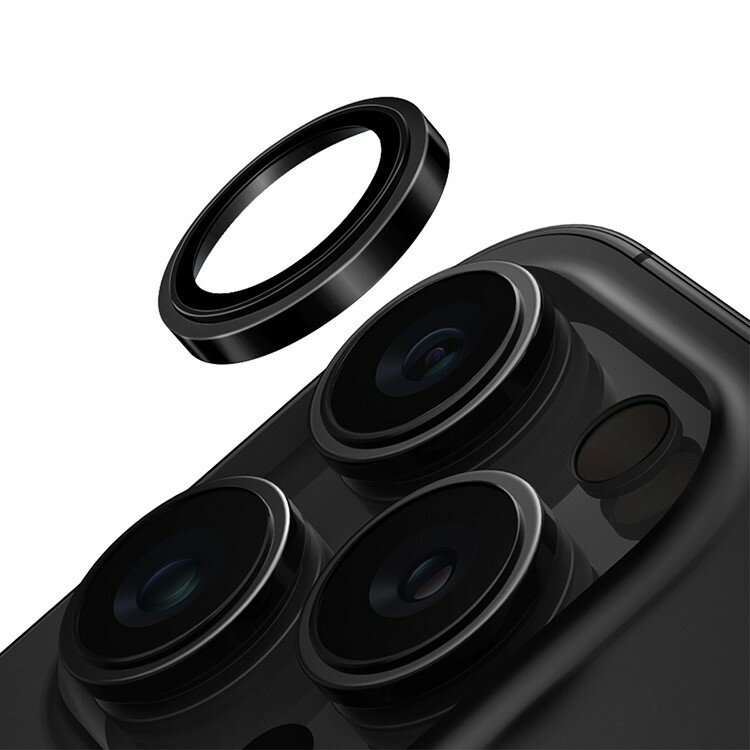 Сапфировое стекло для камеры iPhone 16 Pro/16 Pro Max, UNIQ OPTIX Camera Lens PRIME Sapphire Stainless steel Black — фото 1