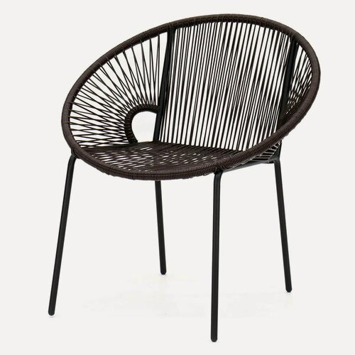 Изображение товара Стул KORNERA "Луна", каркас черный, искусственный ротанг коричневый