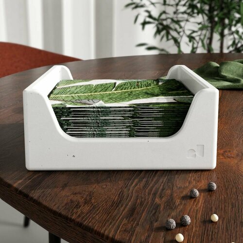 Салфетница на стол для кухни аксессуар интерьерный для сервировки Lyon белая глянцевая 2565₽