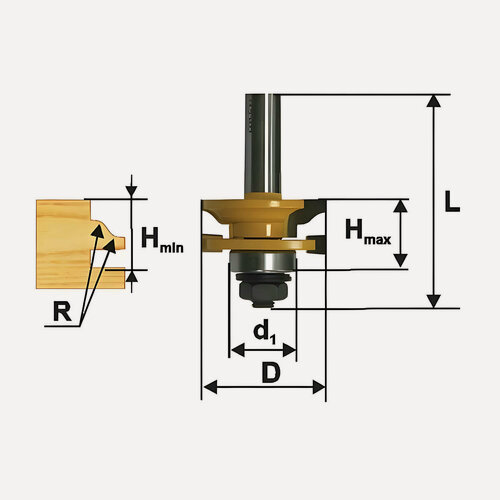 Изображение товара Фреза рамочная Римская (d8/D41/H23.8/L55.8/R4.76) MAKITA D-11900