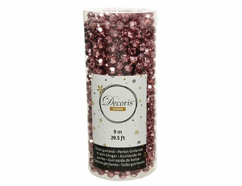 Бусы пластиковые диамант цвет: розовый бархат 0.8х900 см Wavy New Year 2025