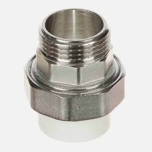 Изображение товара Муфта разъемная Valfex d25х1" наружная резьба, полипропиленовая американка для отопления и водоснабжения, белая, 25 мм.