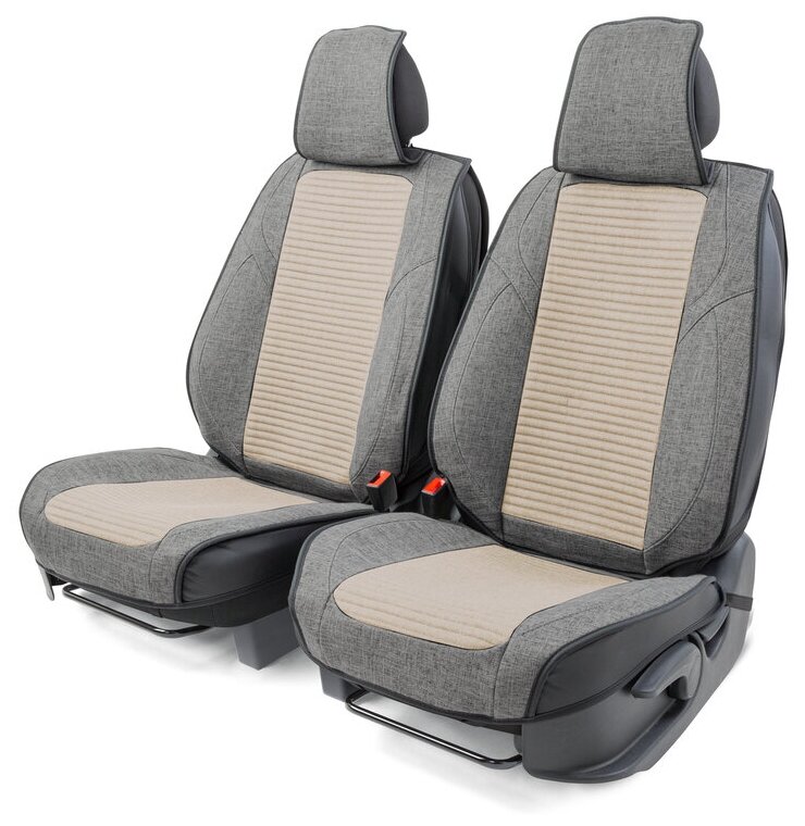 Каркасные 3D накидки на передние сиденья "Car Performance", 2 шт, fiberflax CUS-3024 D. GY/L. GY