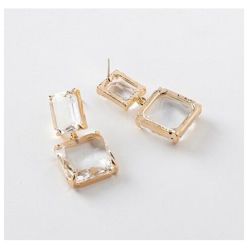 Серьги-подвески квадратной формы с кристаллами, бижутерия