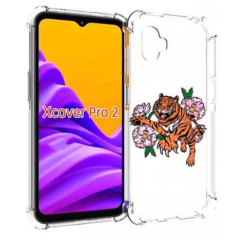 Чехол MyPads тигры-цветочные для Samsung Galaxy Xcover Pro 2 задняя-панель-накладка-бампер
