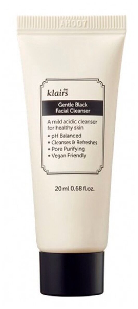 Dear, Klairs Пенка для лица нежное очищение - Gentle black facial cleanser, 20мл