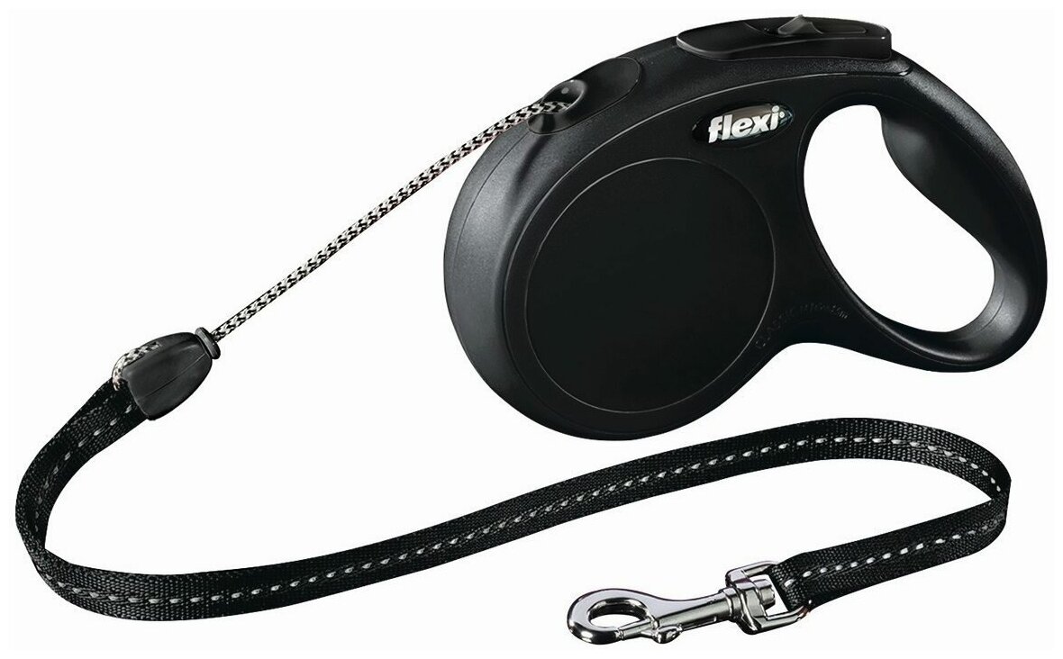 Flexi рулетка New Classic для собак до 20 кг (5 м трос) M, Черный