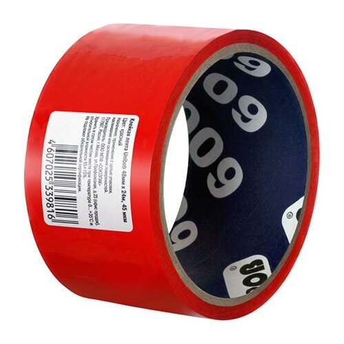 Лента клейкая UNIBOB 600 48мм х 24м упаковочная красная арт55749 422₽