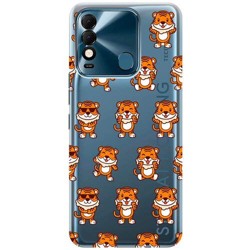 Силиконовый чехол с принтом Tigers Pattern для Tecno Spark 8 / Техно Спарк 8 силиконовый чехол с принтом tigers pattern для tecno spark 10 pro техно спарк 10 про