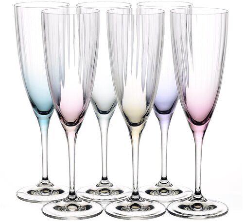 Набор бокалов Crystalex Kate Optic, для шампанского, 220 мл, 6 шт., прозрачный/разноцветный