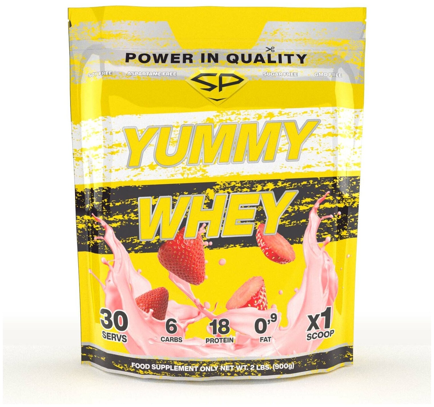 STEEL POWER Yummy Whey (900 грамм) (Клубника)