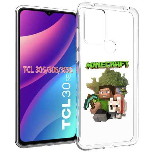 чехол mypads попугайчик детский для tcl 30 tcl 30 5g tcl 30 plus задняя панель накладка бампер Чехол MyPads Майнкрафт детский для TCL 30SE / TCL 305 / TCL 306 / TCL 30E задняя-панель-накладка-бампер