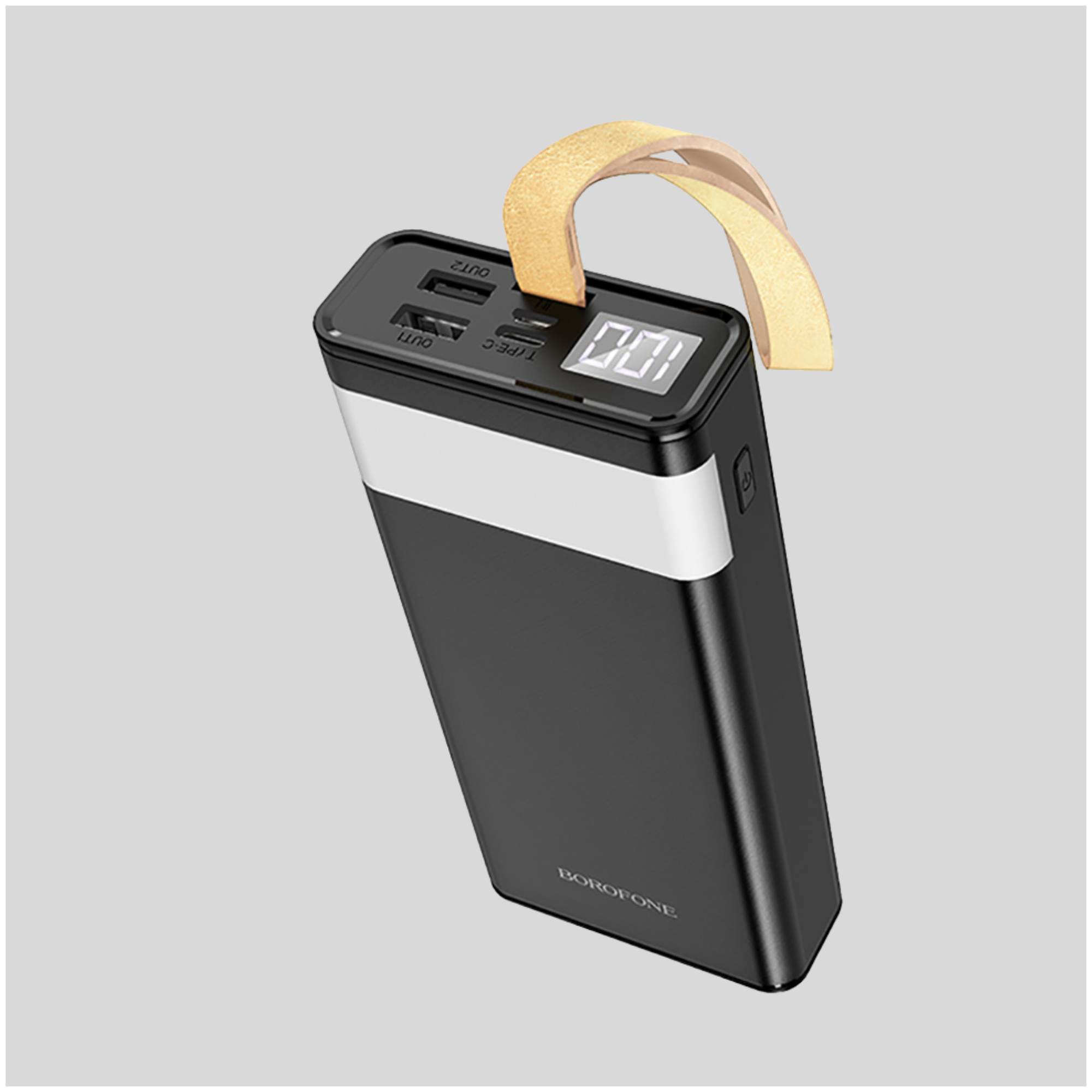Мобильный аккумулятор BOROFONE BJ18, Coolmy 20000mAh, пластик, 1 USB выход, микро USB, Type-C, индикатор, 2.0A, чёрный (6974443381375)