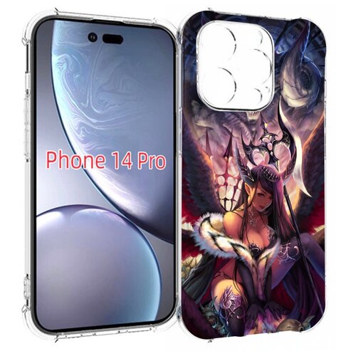 Чехол MyPads девушка с демоном на фоне женский для iPhone 14 Pro задняя-панель-накладка-бампер