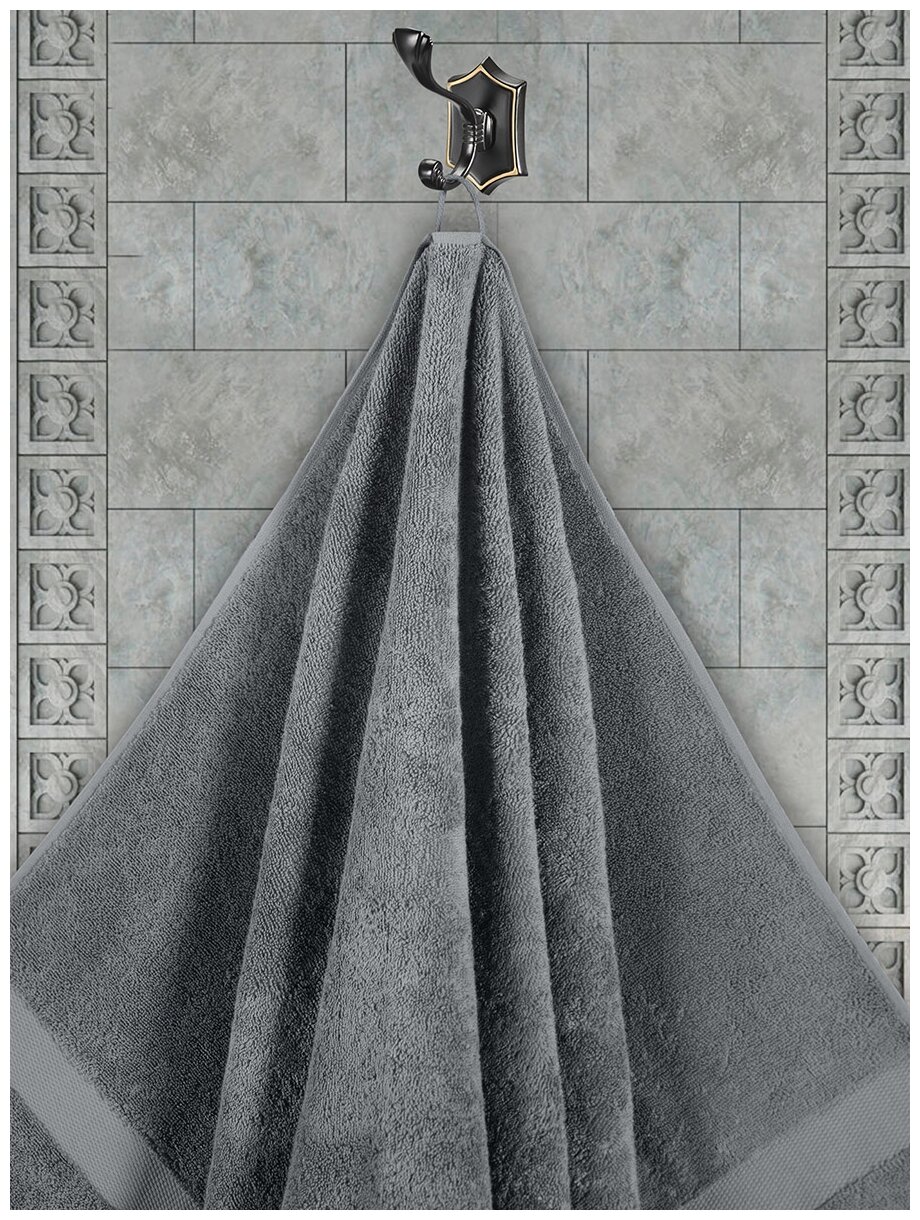 Полотенца махровое "KARNA", AREL 70х140 см, 540 гр/м2, Серый - фотография № 3