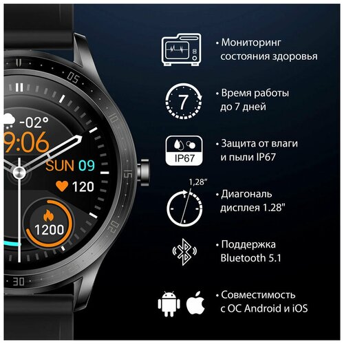 Смарт-часы Digma Smartline D5 128 черный черный d5b 304000₽
