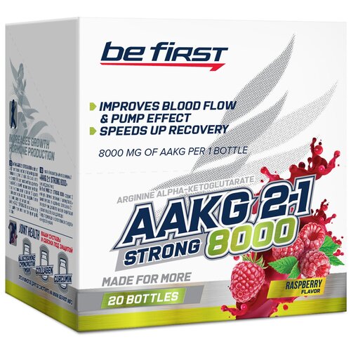 Предтренировочный комплекс Be First AAKG 2:1 Strong 8000 малина 20 шт. 500 г 1 шт. 25 мл