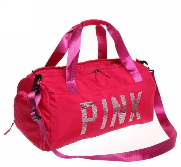 Сумка спортивная «Sport Pink»,водонепроницаемый отдел + 2 кармана+отдел под обувь, цвет розовый, 42*24*18 см - фотография № 3