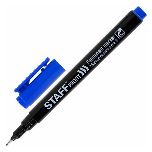 Маркер перманентный STAFF Profit PM-105 синий тонкий металлический наконечник 0 5 мм, 12 шт