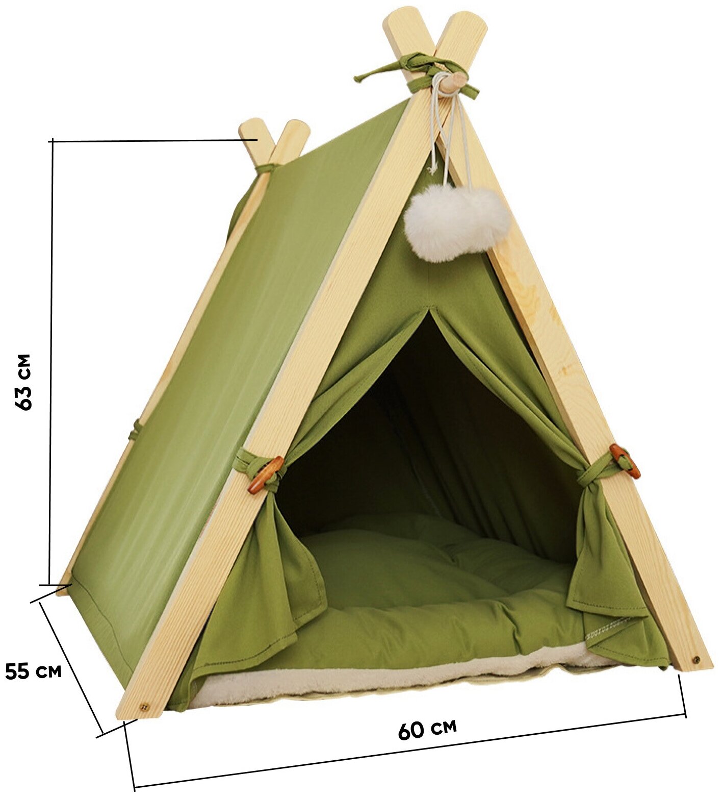 Домик палатка ВигВам для кошек и собак мелких и средних пород зеленый - фотография № 2
