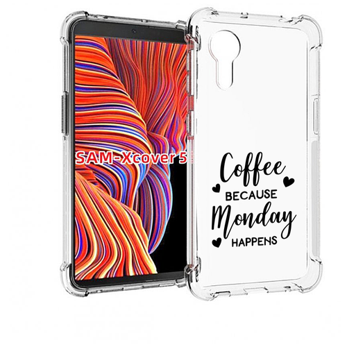 Чехол MyPads кофе и понедельник стал счастливым для Samsung Galaxy Xcover 5 задняя-панель-накладка-бампер