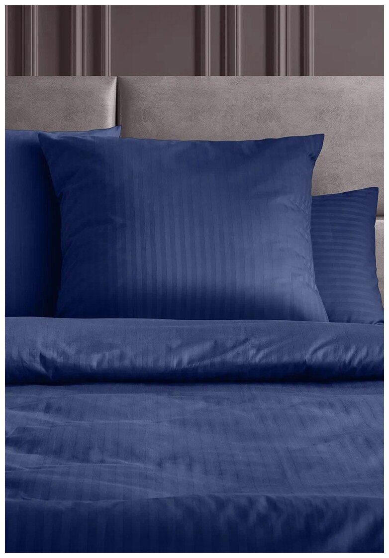Комплект из 2 наволочек LOVEME 50х70 см, цвет синий (Indigo), страйп-сатин - фотография № 4
