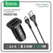 Hoco Автомобильное зарядное устройство Hoco NZ4, 24 Вт, 2 USB - 2.4 А, кабель Type-C 1 м, черный