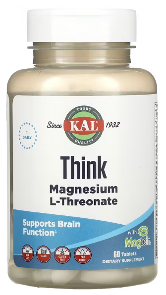 KAL Think Magnesium L-Threonate (L-треонат магния) 60 таблеток