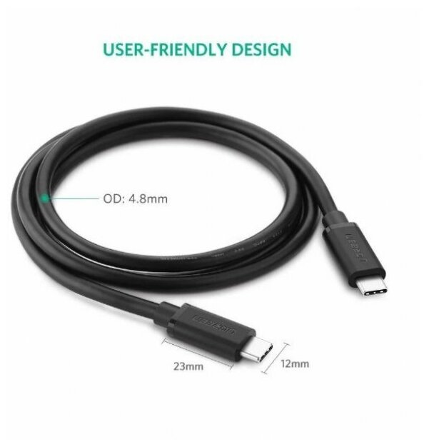 Кабель UGREEN 50996_ USB-C 2.0 Male/USB-C 2.0 Male 3A Data, 0.5м, black - фото №13