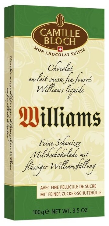 Молочный шоколад с грушевой водкой Williams 100гр - фотография № 2