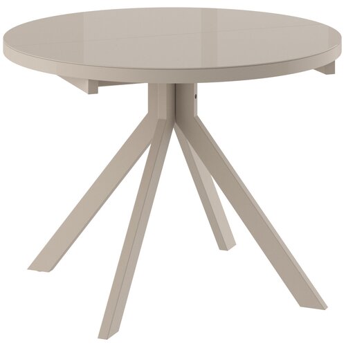 Стол RONDO-100, круглый раздвижной со стеклом 100(135), капучино/капучино, (1 упак.)