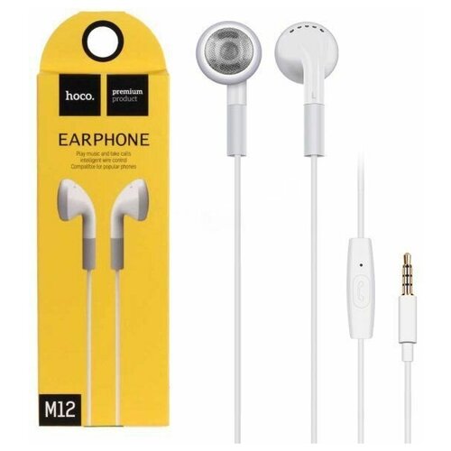 Вакуумные наушники с микрофоном Hoco M12 General Earphone With Mic белые 61900₽
