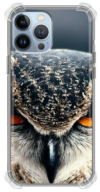 Дизайнерский силиконовый с усиленными углами чехол для Айфон 13 Про Макс / Iphone 13 Pro Max Сова и путник
