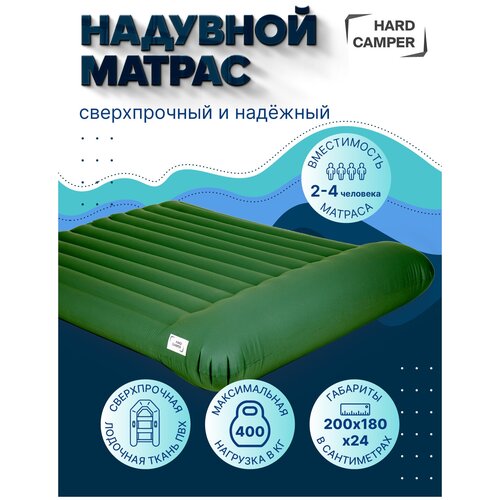 Матрас надувной сверхпрочный Hard Camper 200х160х24 см (серый)