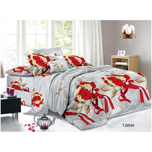 Комплект постельного белья BegAl Б9594, 2-спальное, полисатин, серый