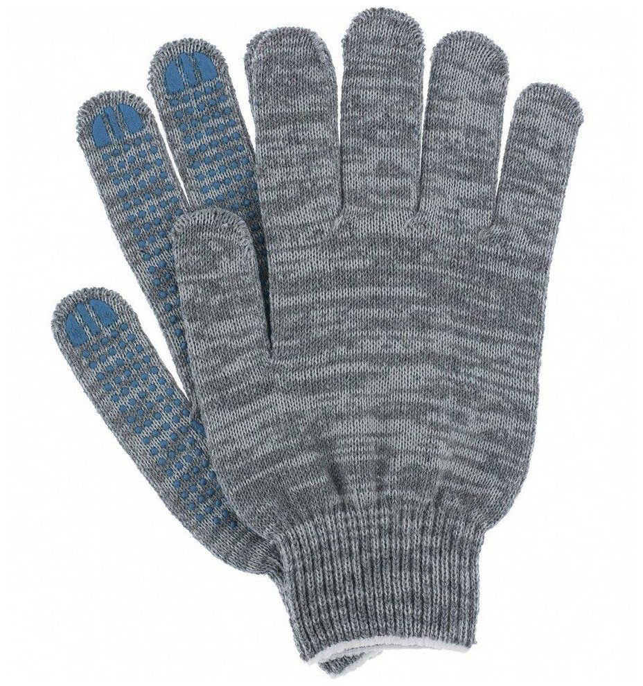 Перчатки ХБ, защитные перчатки, 4 нити, с ПВХ покрытием, 10 класс, 10 пар - фотография № 1