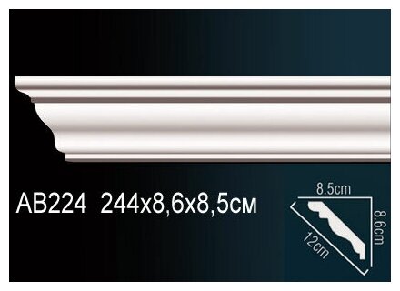 Карниз Perfect потолочный 85x86 мм плинтус полиуретановый под покраску AB 224-1 шт