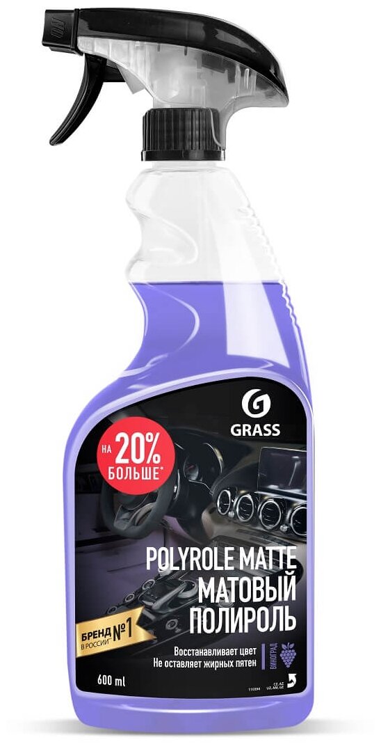 Grass Полироль-очиститель пластика салона автомобиля Polyrole Matte 110394 виноград