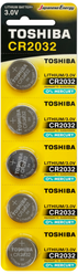 Батарейка Toshiba CR2032, в упаковке: 5 шт.