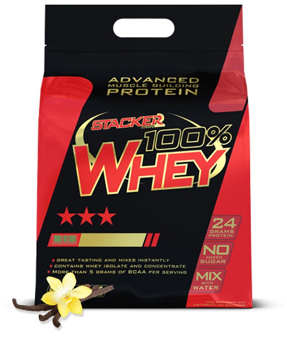 Протеин Stacker 2 100 % Whey Protein, 2000 гр., ваниль