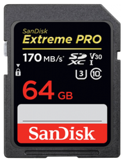 Карта памяти SanDisk SDXC Extreme Pro Class 10 UHS-I U3 (170/90MB/s) 64GB